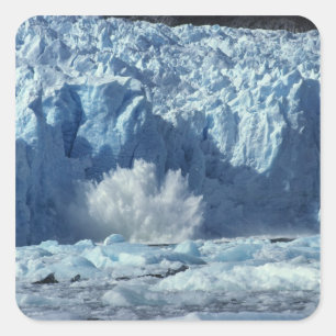 Newly-calved iceberg splashing into chilly square sticker