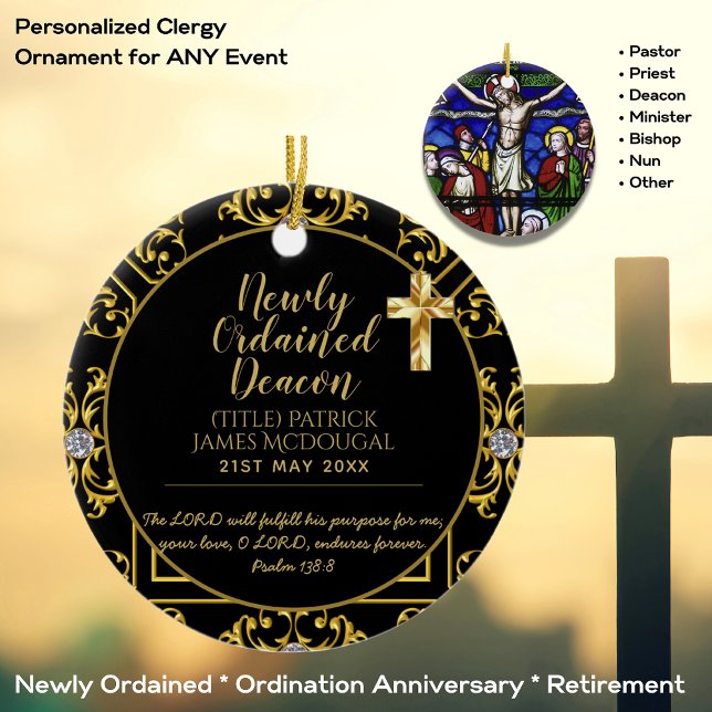 Newly Ordained Deacon Gift Scripture Verse Custom Ceramic Ornament (Creator Uploaded)