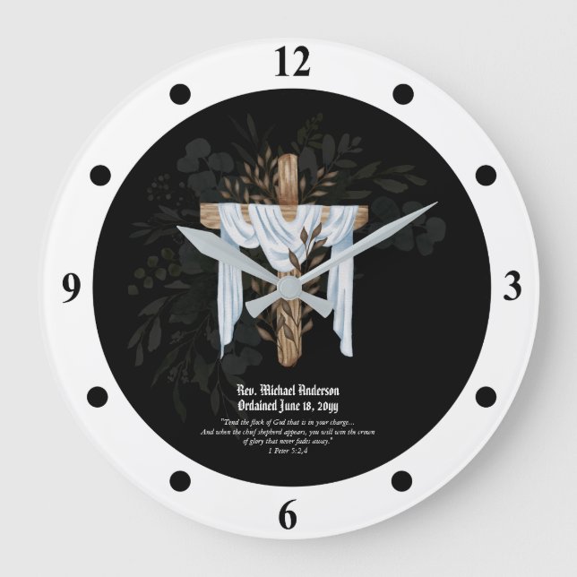 Newly Ordained Priest Pastor Deacon Minister Large Clock (Front)