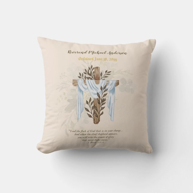 Newly Ordained Priest Pastor Deacon Minister Throw Pillow (Front)