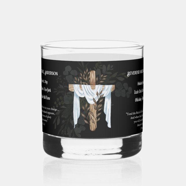 Newly Ordained Priest Pastor Deacon Minister Whiskey Glass (Left)