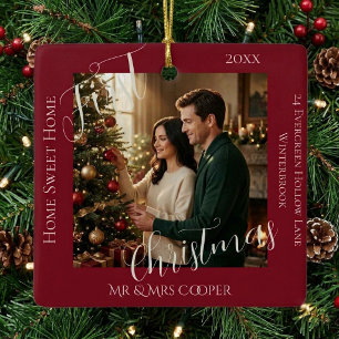 Newly Wed Couple's First Christmas New Home Photo Ceramic Ornament