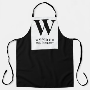 Newly Wed Monogram black modern Wedding  Apron