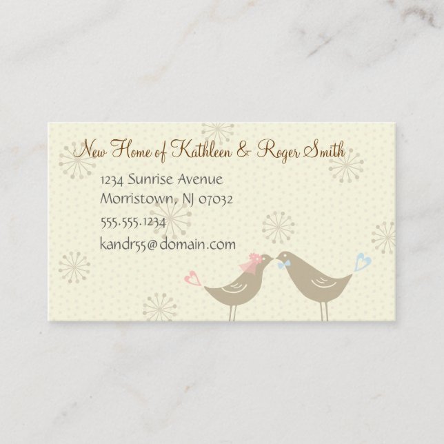 Newly Wed New Home Address Business Card Insert (Front)