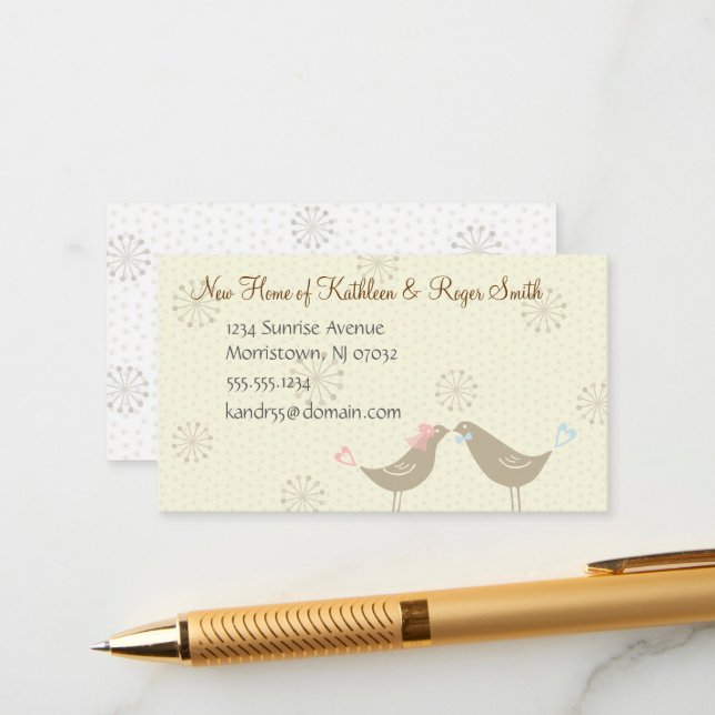 Newly Wed New Home Address Business Card Insert (Front/Back In Situ)