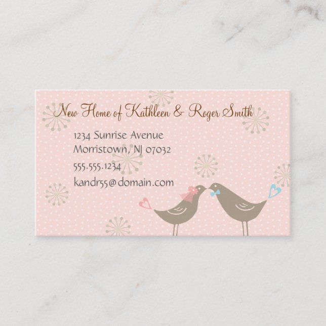 Newly Wed New Home Address Business Card Insert P (Front)