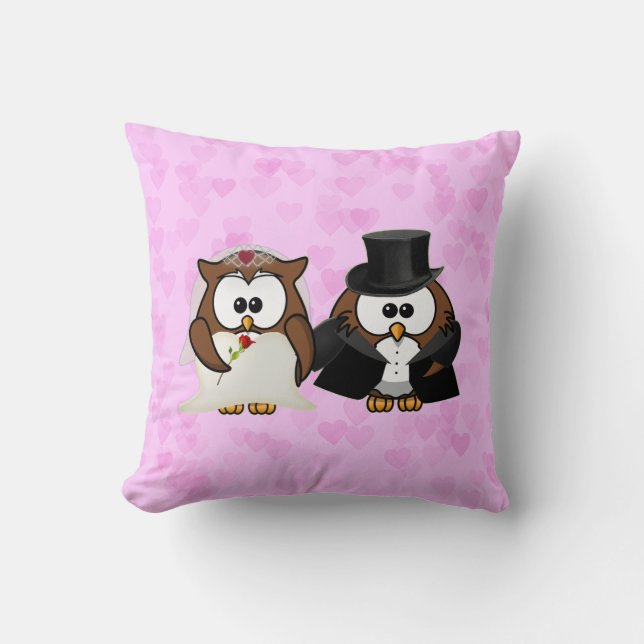 newly wed  owls throw pillow (Front)