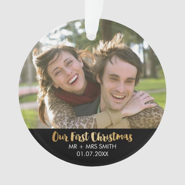 Newly-wed Photo Holiday Ornament (Front)