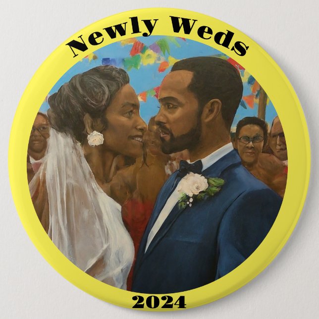 Newly Weds 6 Inch Round Button (Front)