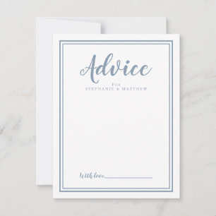 Newlywed Advice Card Dusty Blue Modern Wedding