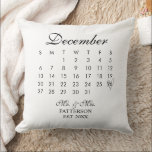 Newlywed Calendar Wedding Date  Throw Pillow<br><div class="desc">This Newlywed Wedding Date Throw Pillow is perfect to give to a newly married couple. Display their special day on a calendar display. This can also be a great anniversary gift for those who have weathered the years together.</div>