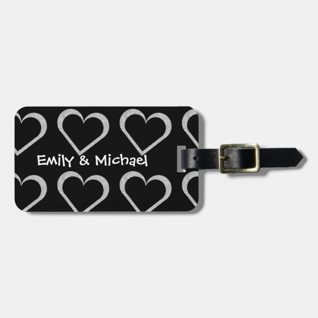 Newlywed Chalkboard Heart Luggage Tags (Front Horizontal)