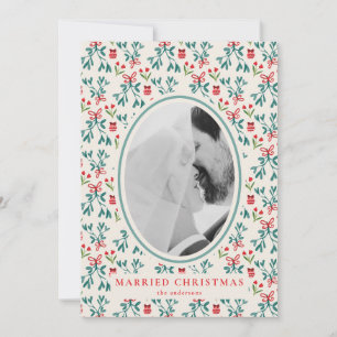 Newlywed Christmas Card Grand Millenial Pattern
