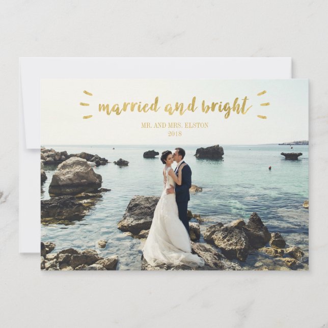 Newlywed Christmas Photo Card, Wedding, Holiday (Front)