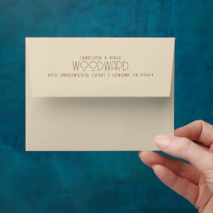 Newlywed Couple Name Wedding Monogram Cream Envelope