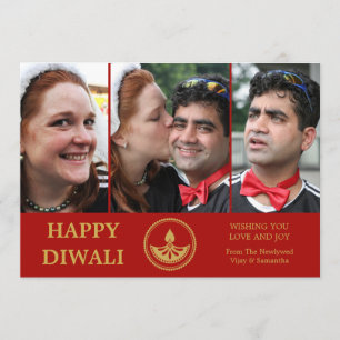 Newlywed Diwali Photo Greeting Card - Custom Colou