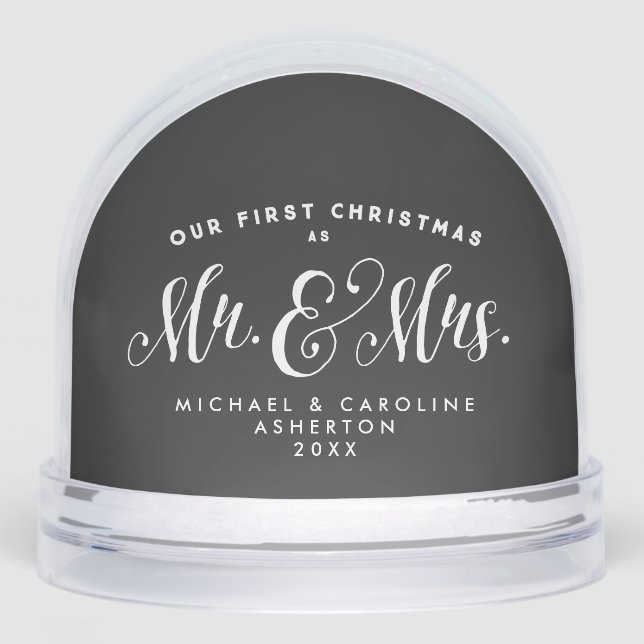 Newlywed first Christmas as Mr. and Mrs. one photo Snowglobe (Front)