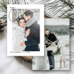 Newlywed First Christmas Hand Lettered 2 Photo  Holiday Card<br><div class="desc">This beautiful, modern Merry Christmas Newlywed First Christmas Hand Lettered Name 2 Photo Holiday Card features your vertical wedding photo behind a white border. The word 'Merry' appears in breakout border fashion in the upper left, followed by the word "Christmas" in a beautiful, bold hand lettered typography, both in black....</div>