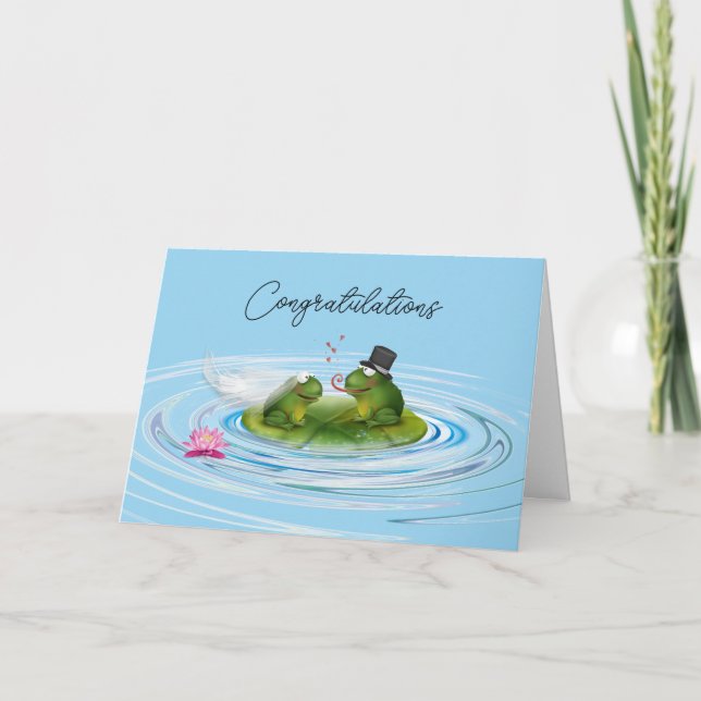 Newlywed Frogs On Lily Pad  Card (Front)
