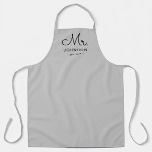 Newlywed Groom Personalized Gray Apron