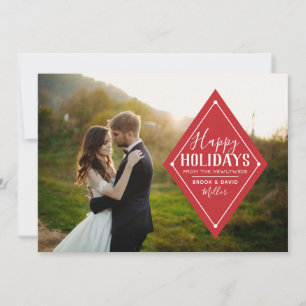 Newlywed Happy Holidays Diamond Photo Card