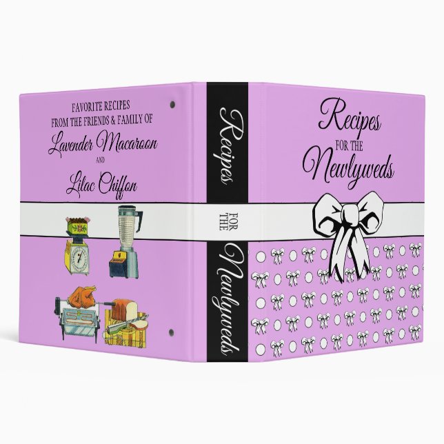 Newlywed Lavender Lilac Polka Dots Bows Recipes Binder (Background)