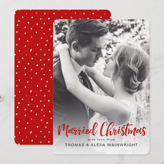 Newlywed Married Christmas Photo Holiday Card (Front/Back)