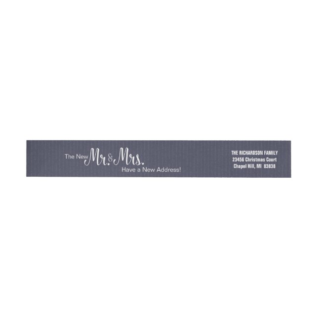 Newlywed Marry Christmas Return Address Blue Wrap Around Label (Individual)