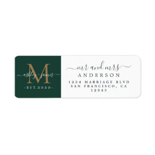 Newlywed Monogram Mr Mrs Return Address