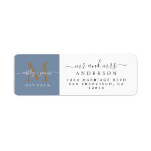 Newlywed Monogram Mr Mrs Return Address