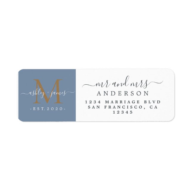 Newlywed Monogram Mr Mrs Return Address (Front)
