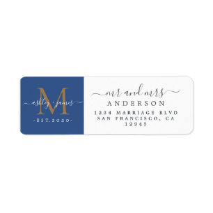 Newlywed Monogram Mr Mrs Return Address