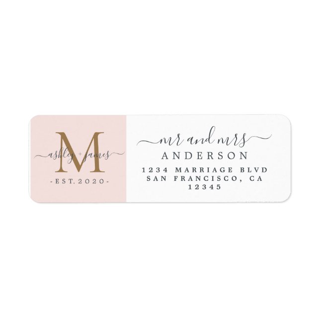 Newlywed Monogram Mr Mrs Return Address (Front)