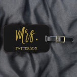 Newlywed Mrs. Last Name Luggage Bag Tag<br><div class="desc">Newlywed Mrs. Last Name Gold Foil Modern Luggage Bag Tag. This bag tag is perfect for the honeymoon vacation after the wedding. The Mrs. last name has a Mr. Last Name Silver Foil Bag Tag.</div>