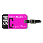 Newlywed MRS. Monogram Custom BLUE Tag