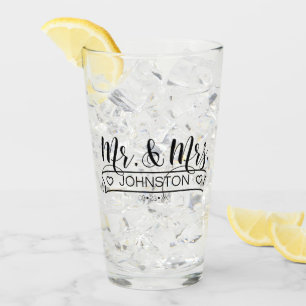 Newlywed Name Banner Mr & Mrs ID668 Glass