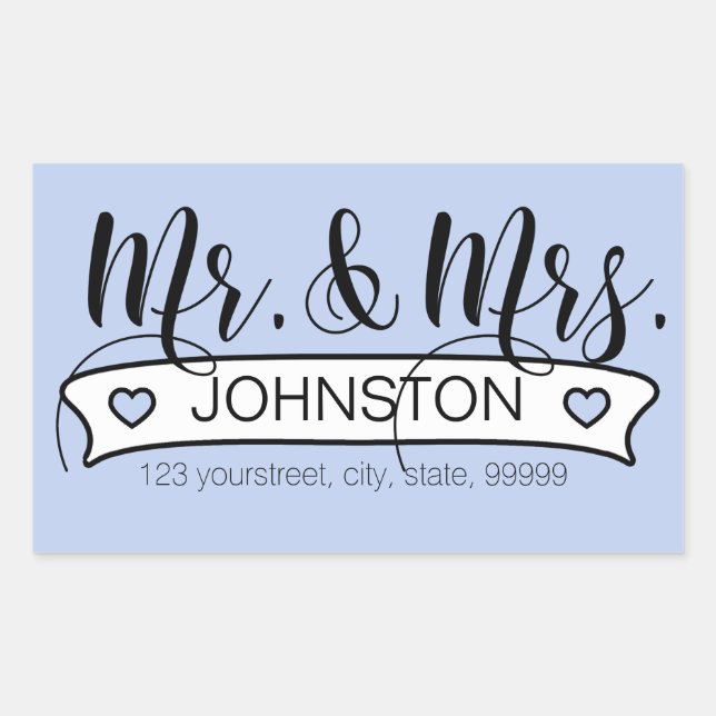 Newlywed Name White Banner Sticker (Front)