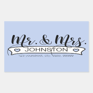 Newlywed Name White Banner Sticker