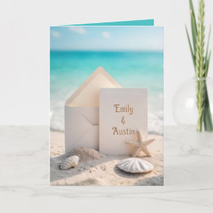 Newlywed Names On a Beach With Starfish Card