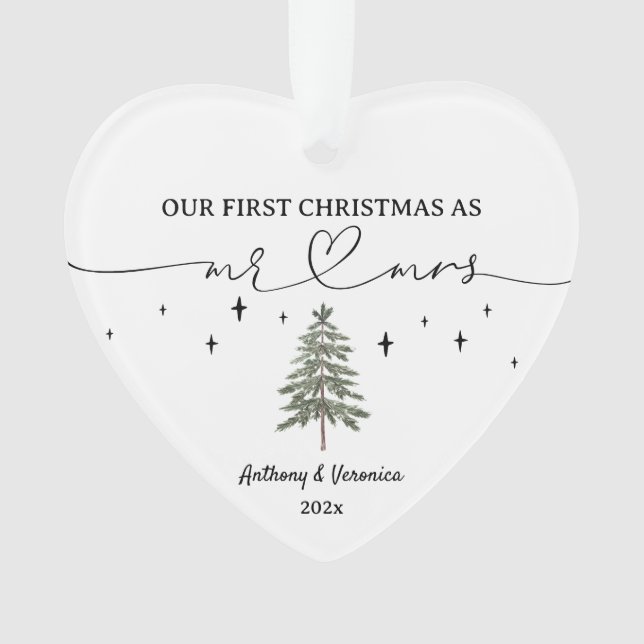 Newlywed Our First Christmas as Mr. & Mrs. Ornament (Front)