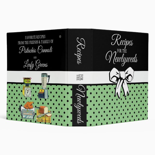 Newlywed Personalized Polka Dot Bow Green  Binder (Background)