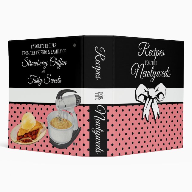 Newlywed Personalized Polka Dot Bow Pink Binder (Background)