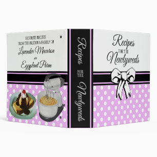Newlywed Personalized Polka Dot Bow Purple Binder