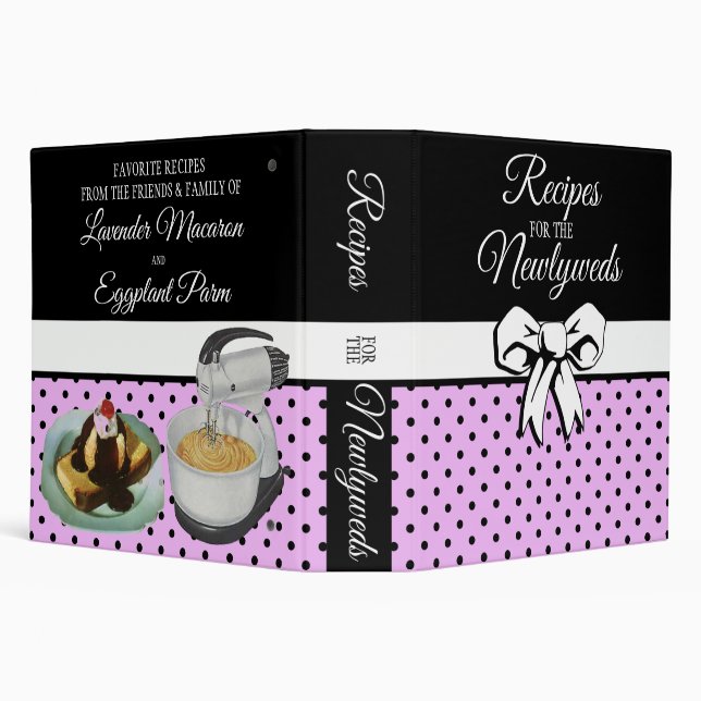 Newlywed Personalized Polka Dot Bow Purple Binder (Background)
