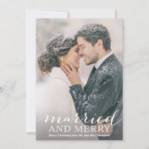 Newlywed Photo Christmas Cards - Married and Merry