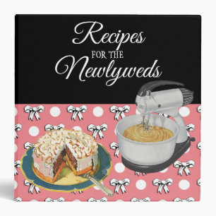 Newlywed Recipe Book Vintage Pink Polka Dots Bows Binder