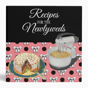 Newlywed Recipe Book Vintage Polka Dots Bows Pink Binder