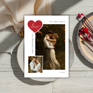 Newlywed Script Love Just Married Valentines Photo Holiday Card