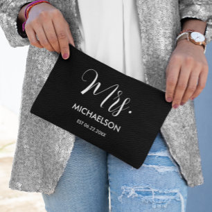 Newlywed Typography Script Accessory Pouch