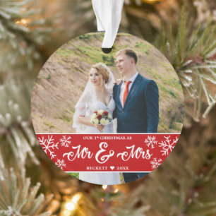 Newlyweds 1st Christmas M. et Mme Snowflake